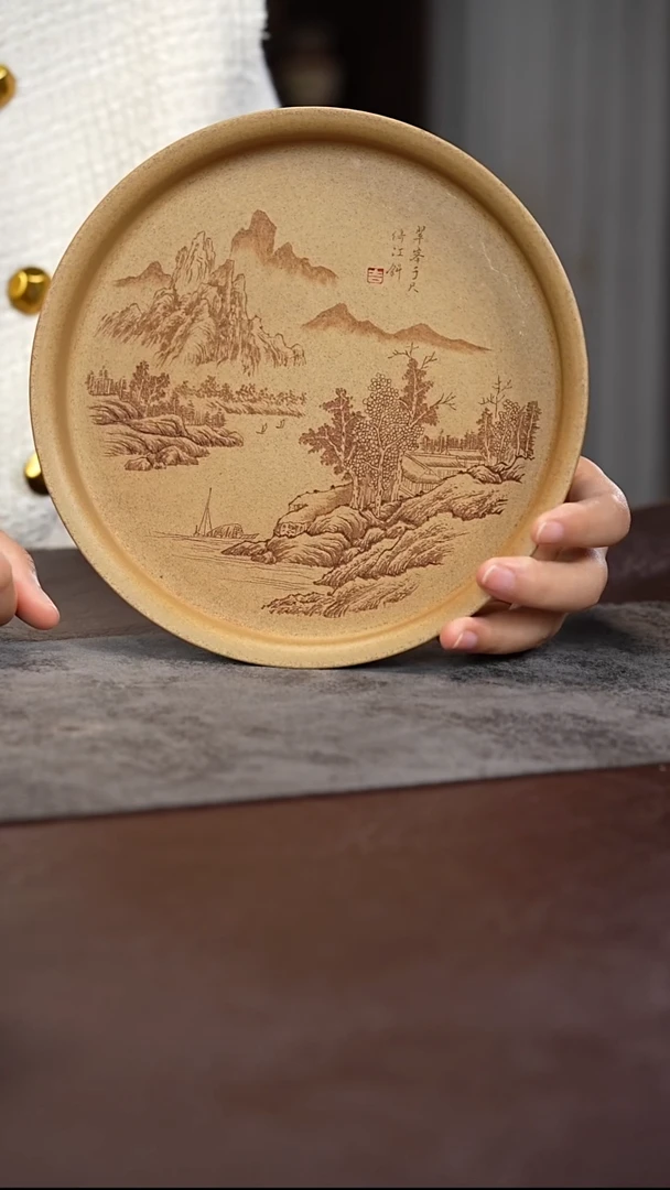 茶杯紫泥山水壶承