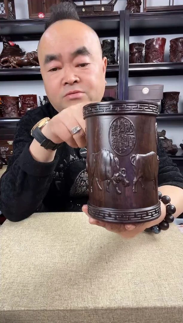 木大牛笔筒老李红木工艺品