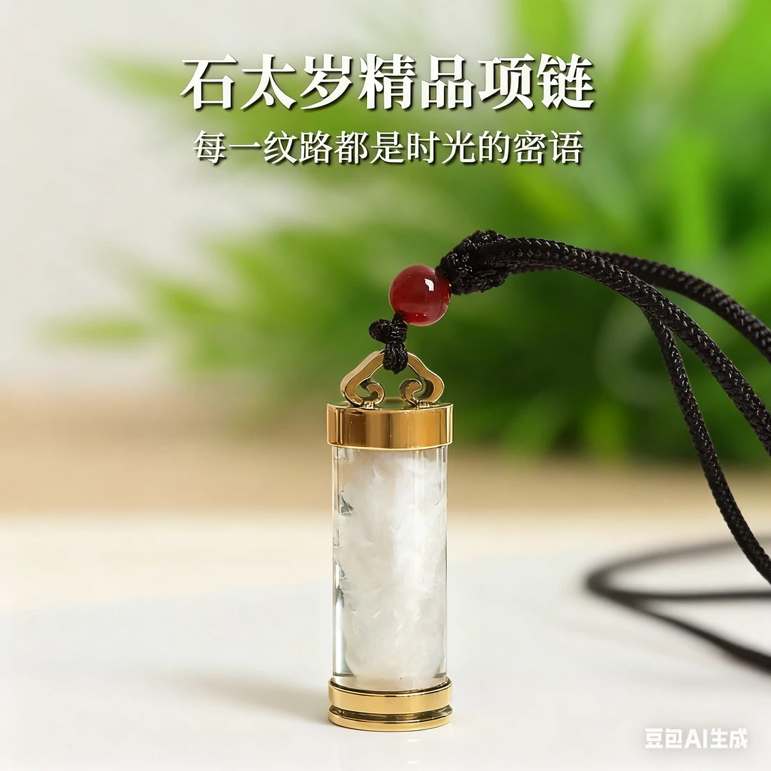 合金项链 石太岁肉灵芝项链