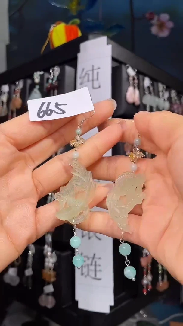 未镶嵌岫玉耳饰喜欢拍