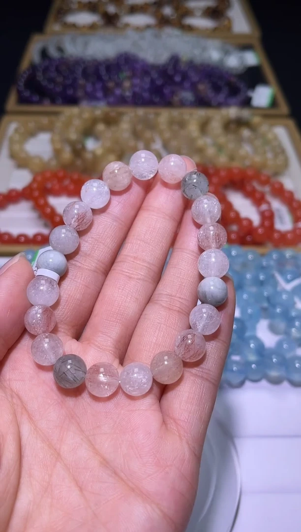 未镶嵌手链水晶J020-9mm彩兔毛单圈-多样性发其一