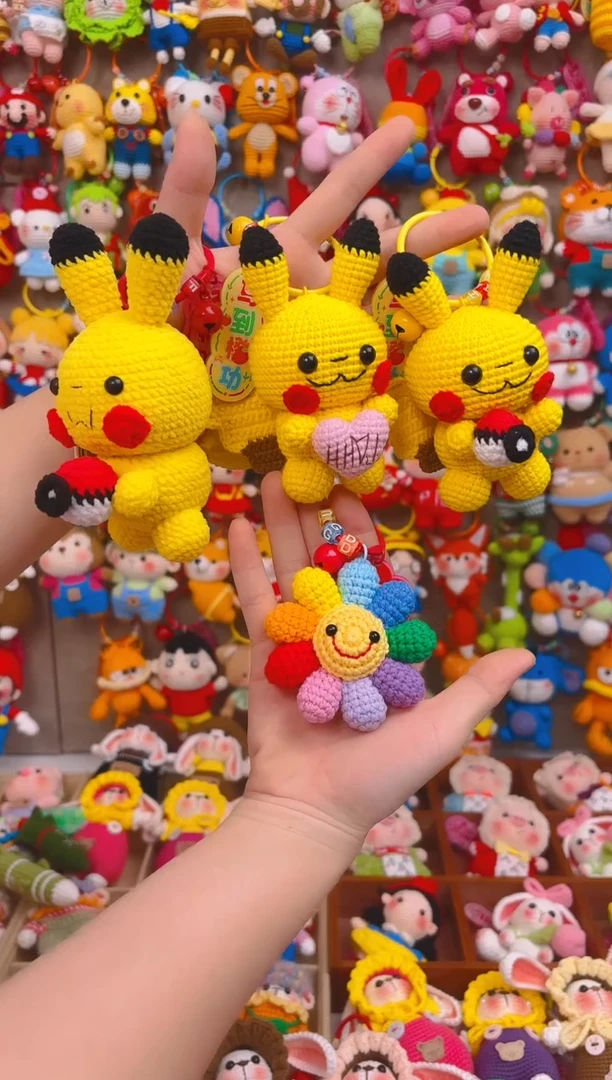 纯手工制作毛线钩织成品3个皮卡丘