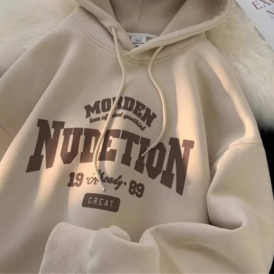 美式复古潮流日系重磅连帽印花卫衣男士秋冬宽松加绒百搭痞帅上衣