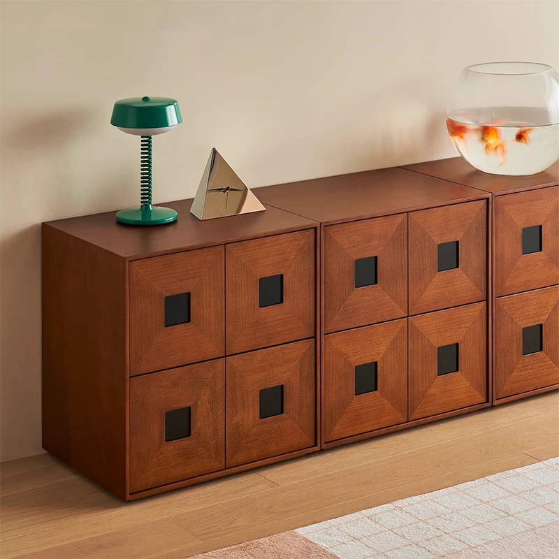 中古风卡门柜家用复古风电视柜客厅家用组合柜原木落地储物柜定制