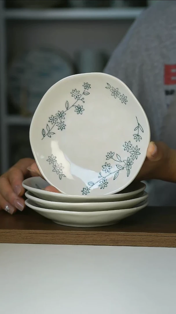 微瑕日式复古樱花盘13.5cm四只装@4-2@