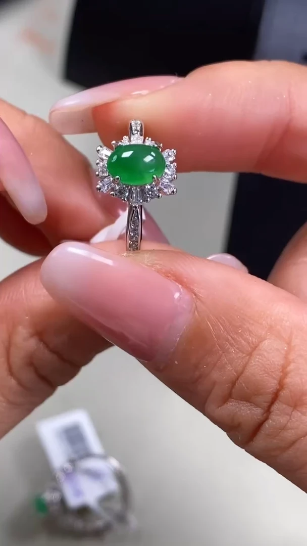 【闪购商品】翡翠戒指银S925镶嵌9193