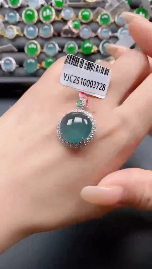 银S925镶嵌戒指翡翠1