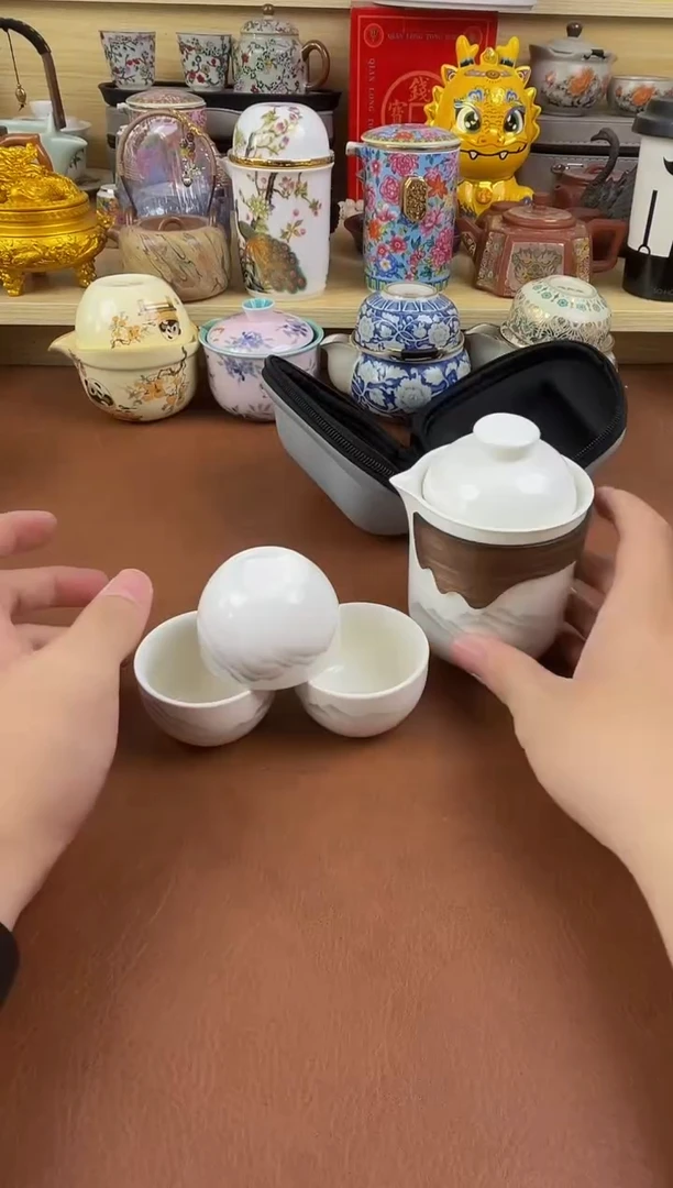 陶瓷茶具摆件旅行套组
