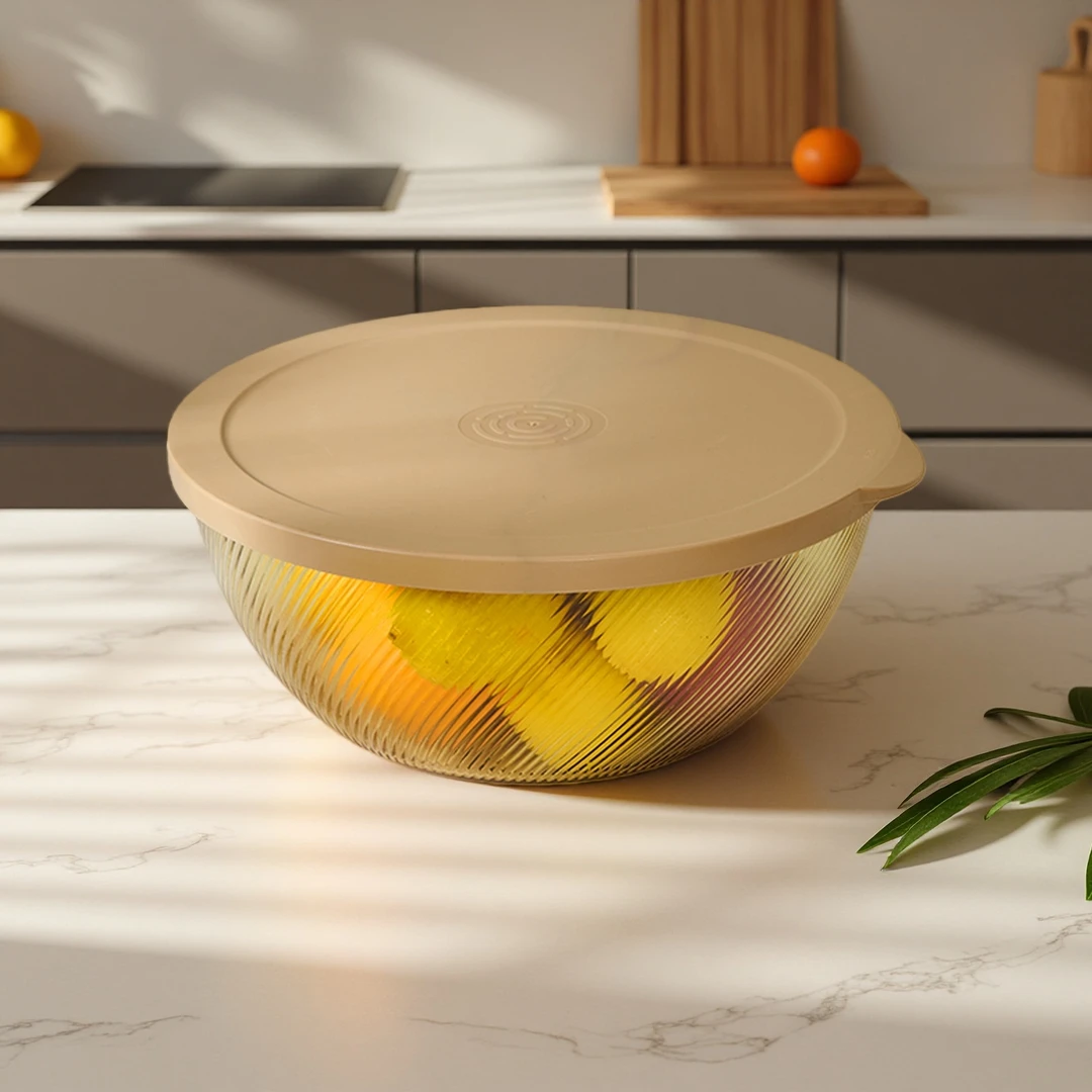 超值两件套[送盖子]条纹玻璃盆揉面盆和面盆微波炉耐高温食品级