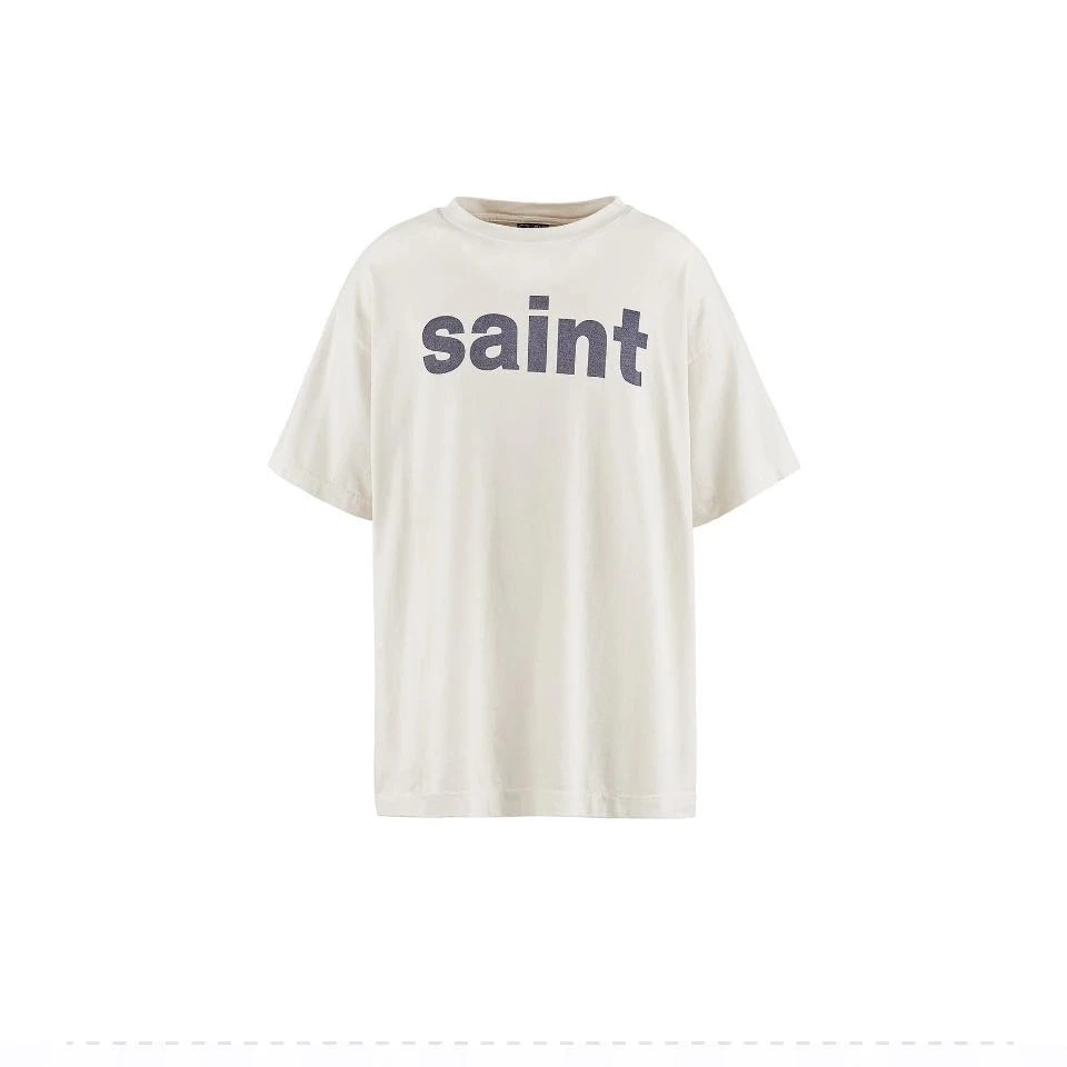 Saint  简约胸前字母logo 印花图案圆领情侣款短袖