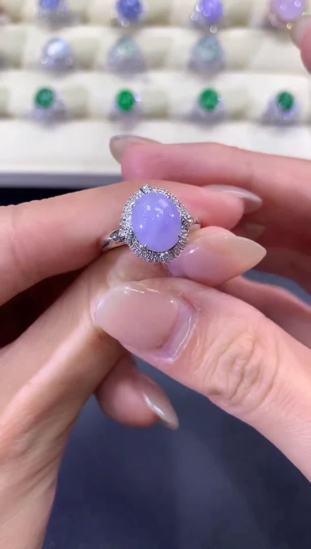 【闪购商品】翡翠戒指18K金镶嵌a55  紫货有色差