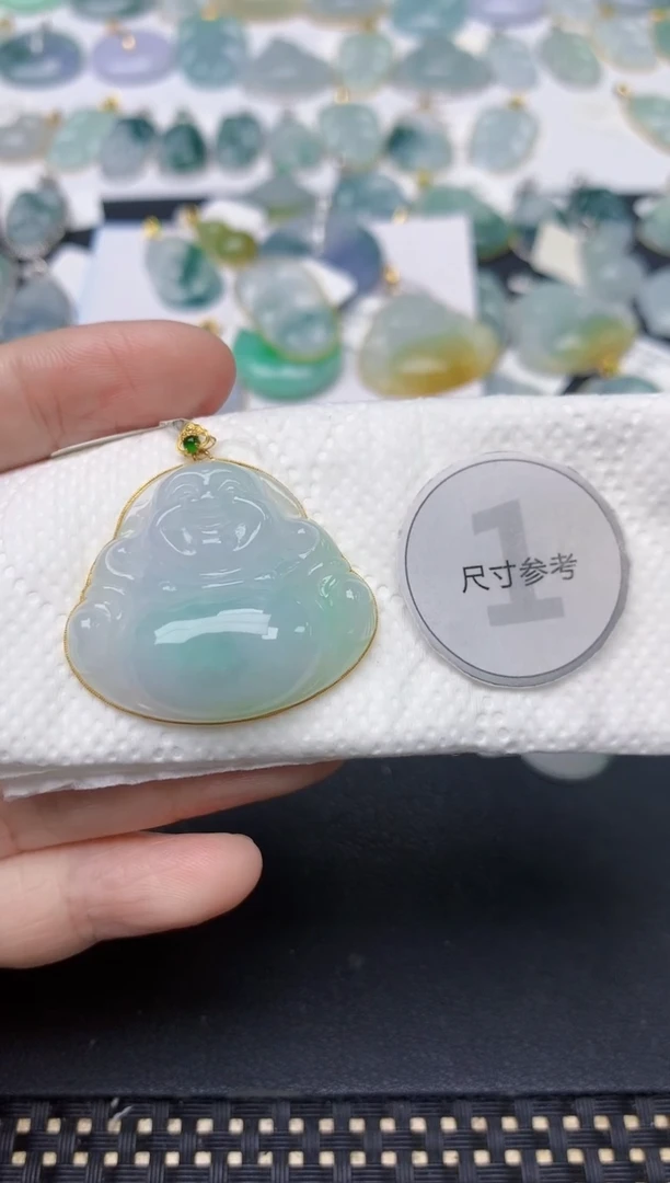 颈饰18K金镶嵌翡翠天然缅甸A货翡翠