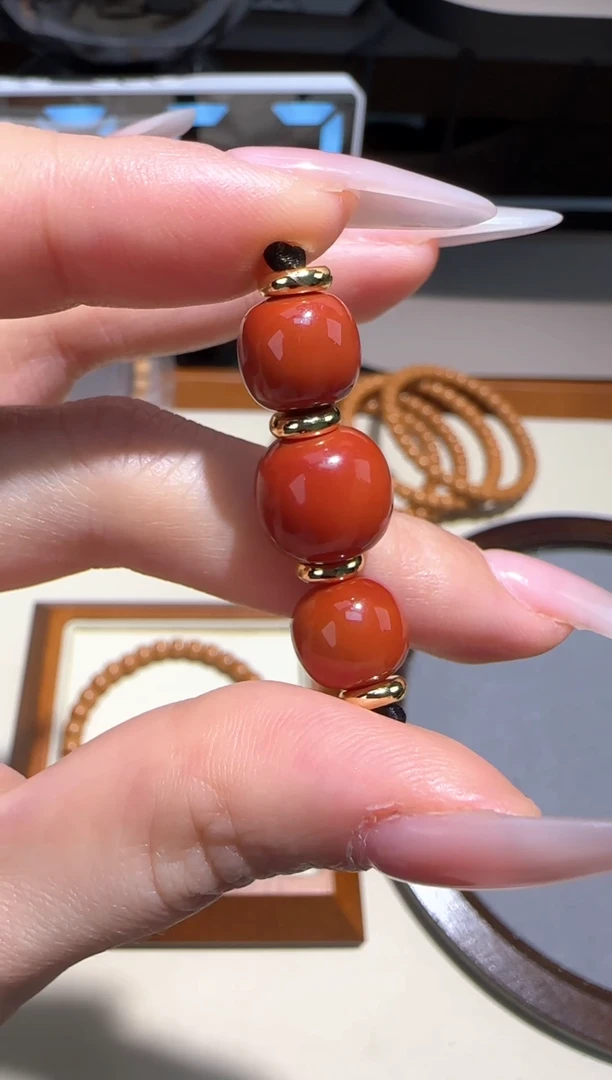 【闪购商品】南红玛瑙手链未镶嵌满色满肉川料南红三件套12mm