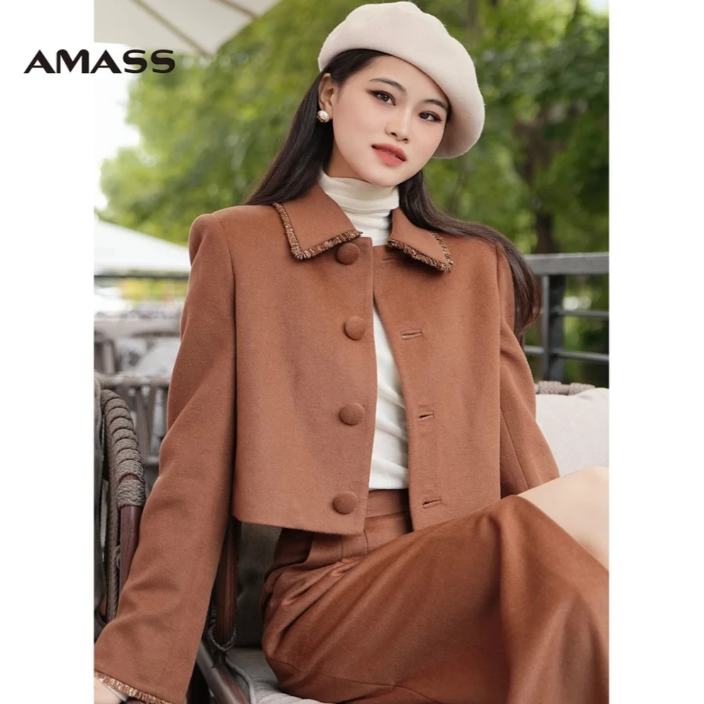 AMASS/阿玛施秋冬新款绵羊毛外套气质保暖舒适短款上衣5400926