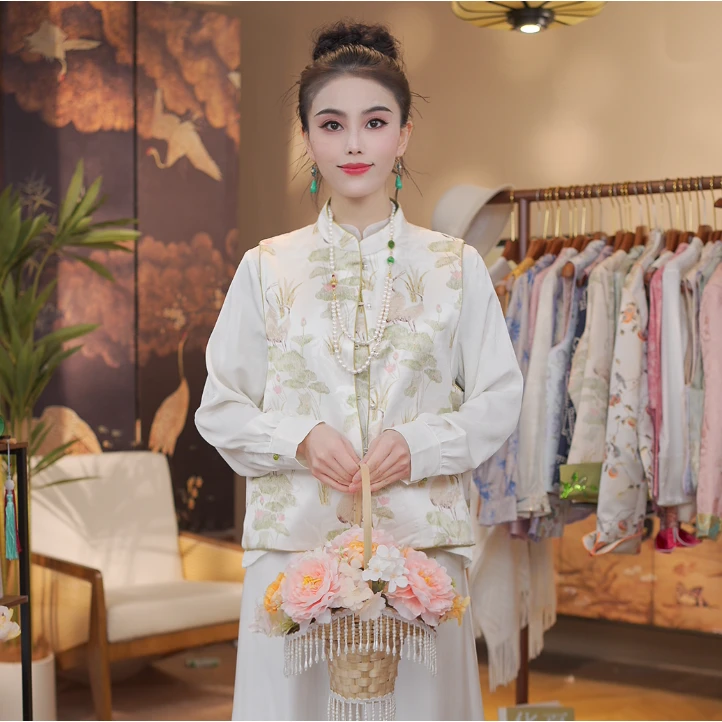 《荷霜洛 -马夹》新中式提花复古国风休闲百搭高定双面穿马夹