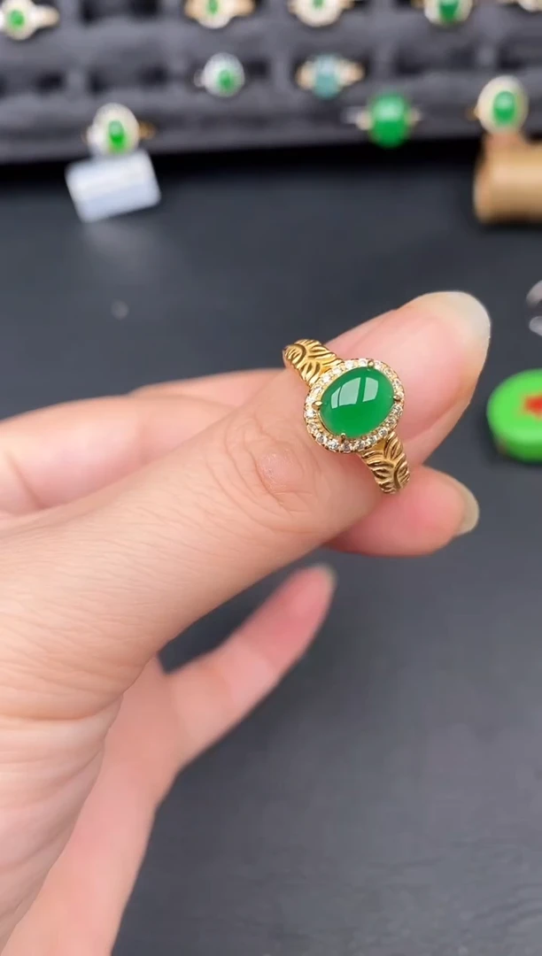 银S925镶嵌戒指翡翠天然a货翡翠102