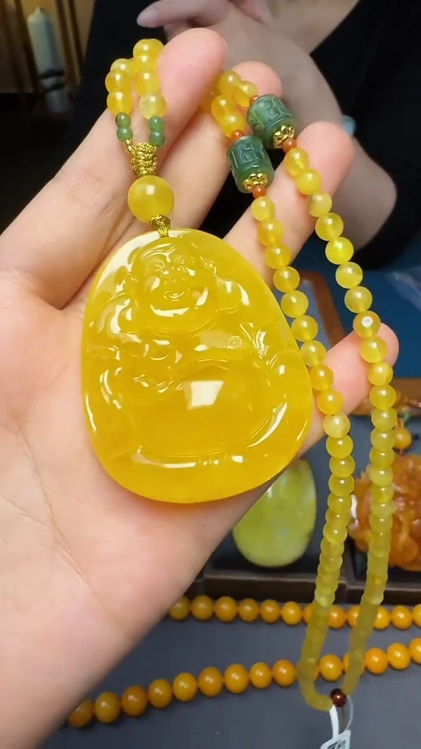 蜜蜡吊坠(赠链)未镶嵌蜜蜡笑佛套装