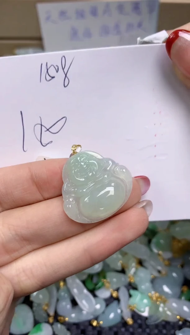 【闪购商品】翡翠颈饰18K金镶嵌天然缅甸A货翡翠