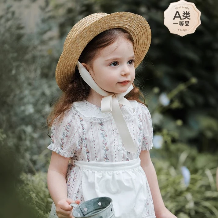 OAK FAMILY夏季法式宝宝短袖连衣裙泡泡袖公主裙女童裙子