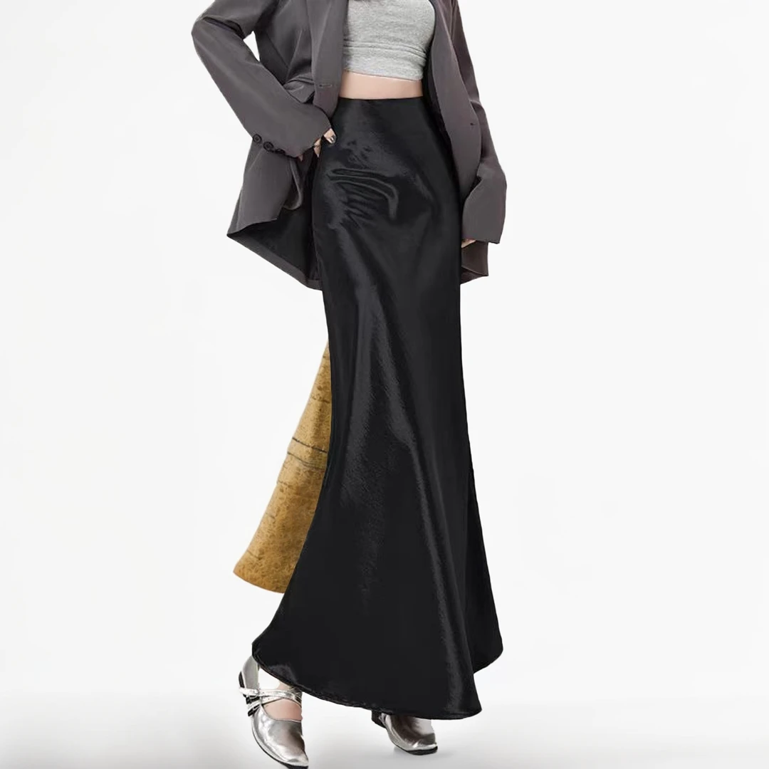 大宝家【琉光】丝滑垂感高腰显瘦气质鱼尾半身长裙517