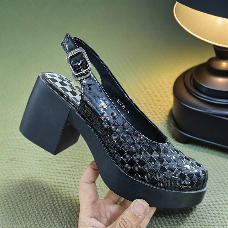 قۇتاد يىنىك 正版新款时尚女鞋夏季春夏女士中跟方头气质百搭透气