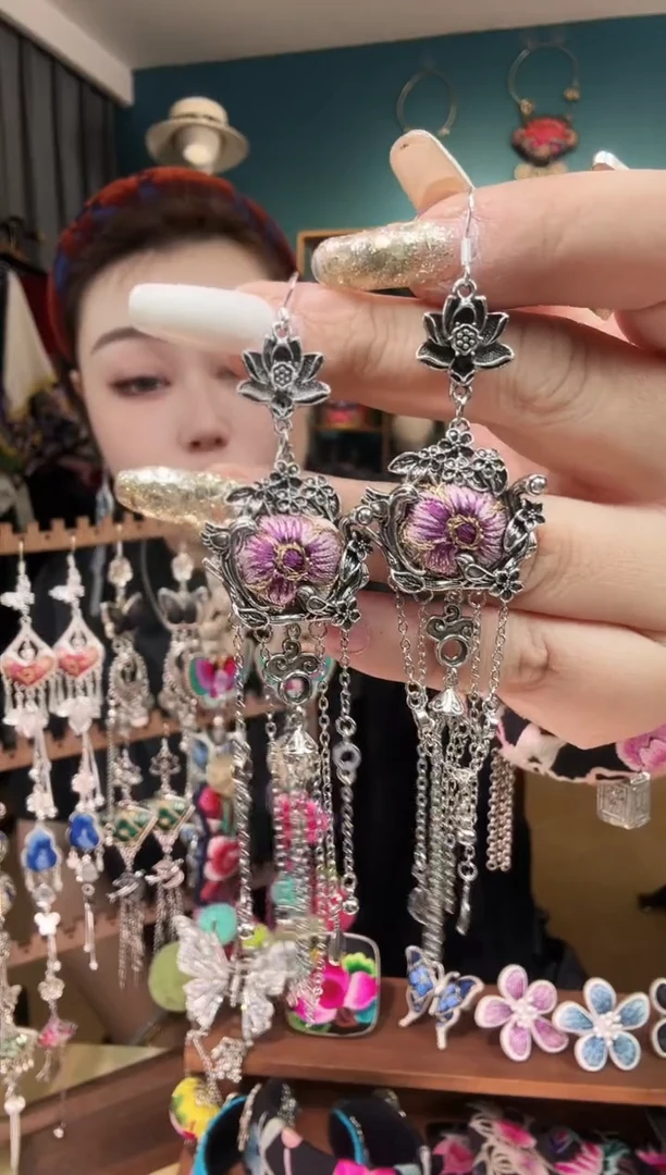 刺绣纯手工民族风刺绣耳环