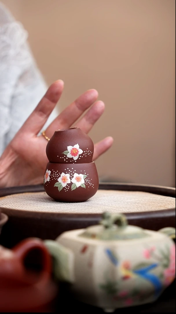 茶壶紫砂紫泥葫芦杯两件套