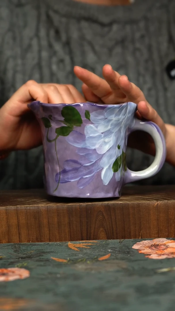 杯釉下彩手工手绘同款陶器