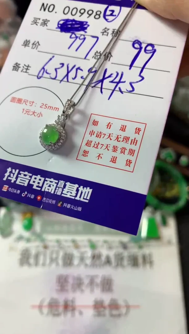 颈饰银S925镶嵌翡翠涂***吃翡翠