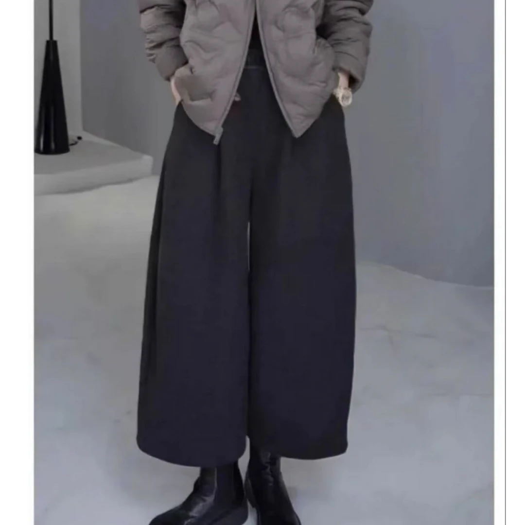 【花苞阔腿裤】时尚高级感九分毛呢裤冬季松紧高腰显瘦加厚休闲裤