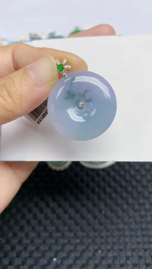 翡翠18K金镶嵌颈饰天然A货翡翠