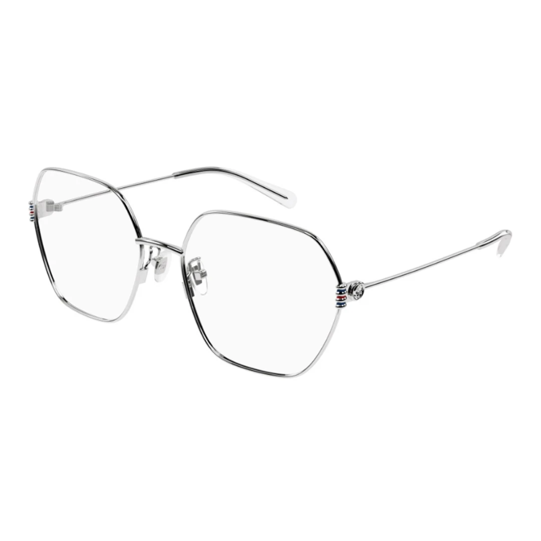 GUCCI/古驰 合金镜架 不规则形  银色镜框 透明色镜片GG1285O-002
