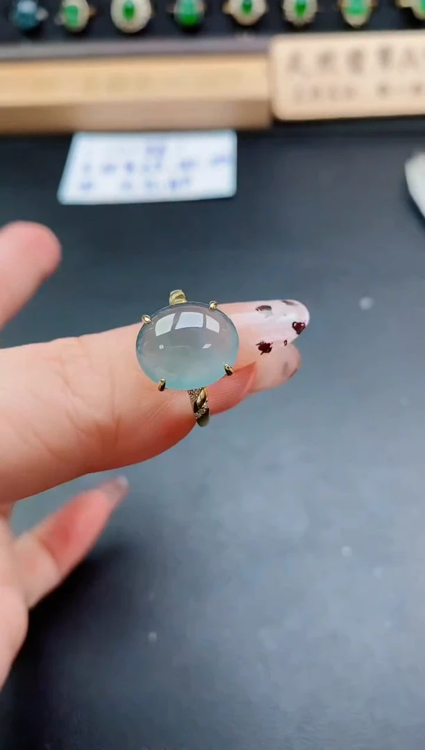 银S925镶嵌戒指翡翠1