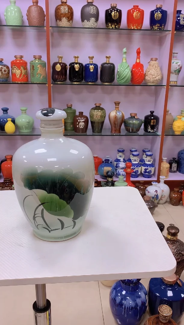 5斤装荷花鸡蛋陶瓷空酒坛