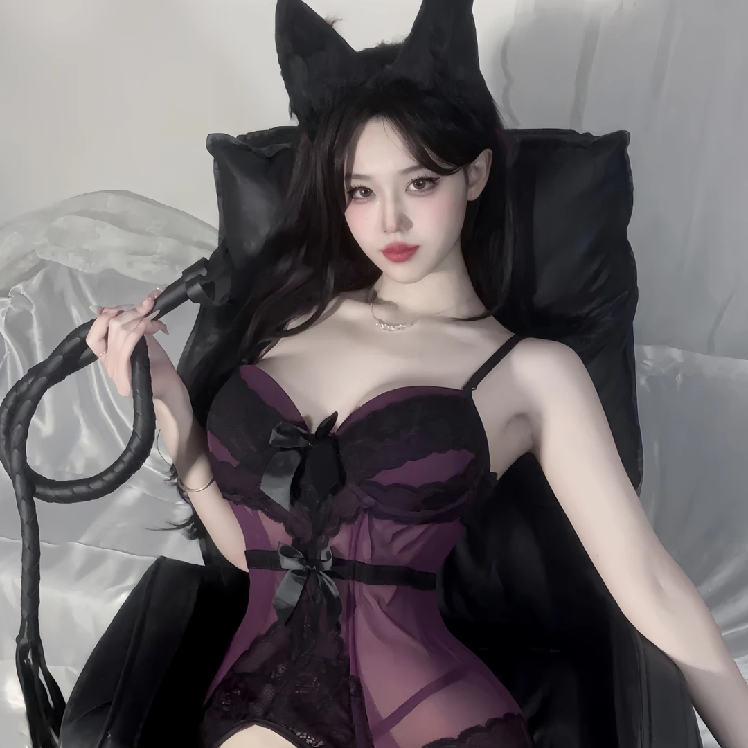 新款蕾丝纯欲风春夏性感紫色吊带女睡衣薄款塑身上衣紧身显瘦美背