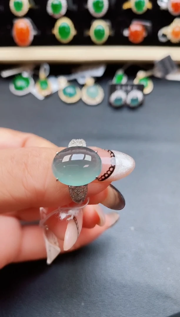 翡翠戒指银S925镶嵌5080508