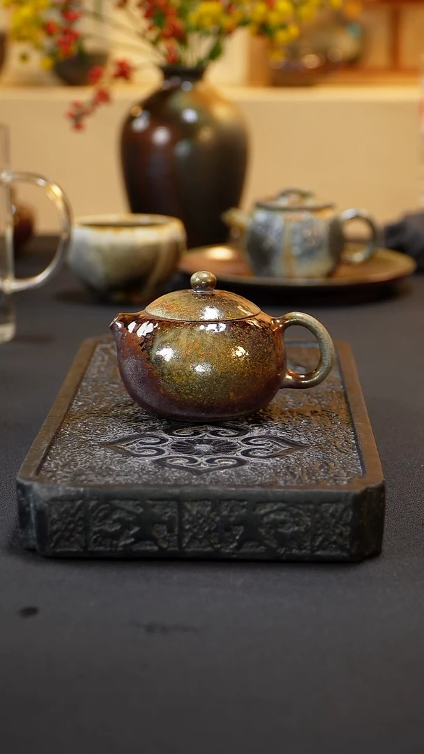 茶壶紫砂纯自然柴烧