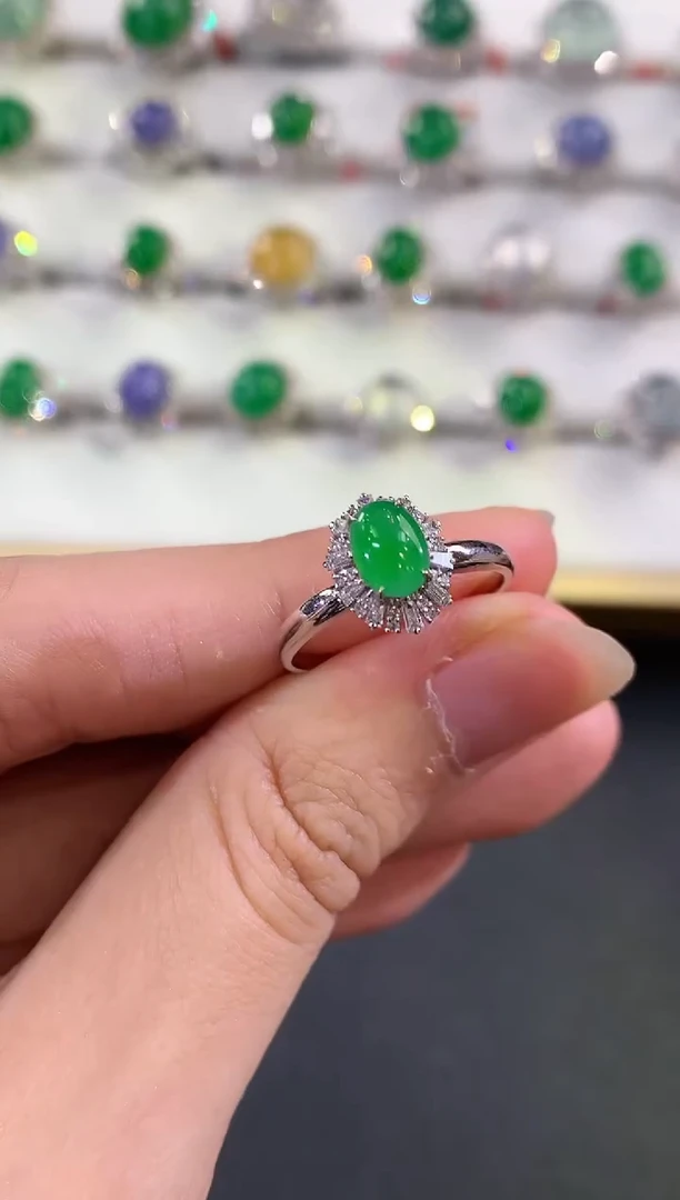 翡翠戒指18K金镶嵌B54