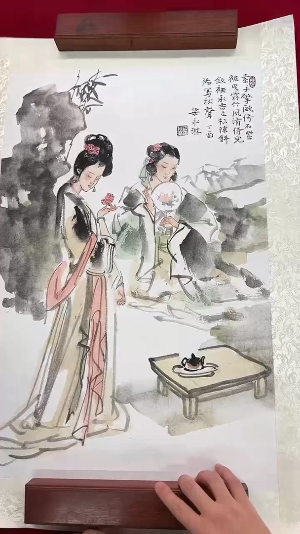 国画梁永琳-2.7平尺-人物-带小书