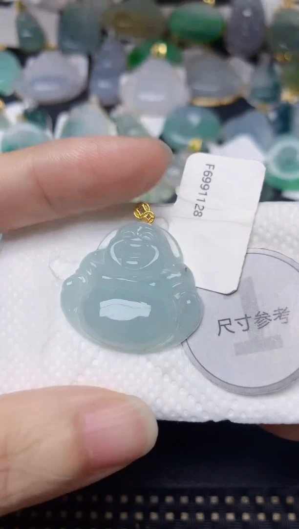 颈饰18K金镶嵌翡翠天然缅甸A货翡翠
