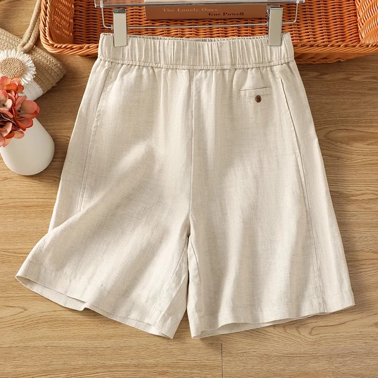 高腰棉麻短裤女夏季薄款2025新款莱赛尔天丝亚麻防晒裤爆款五分裤