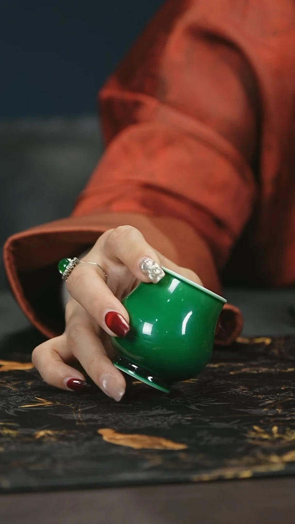 【闪购商品】瓷唐里郎窑绿玫瑰花主人杯