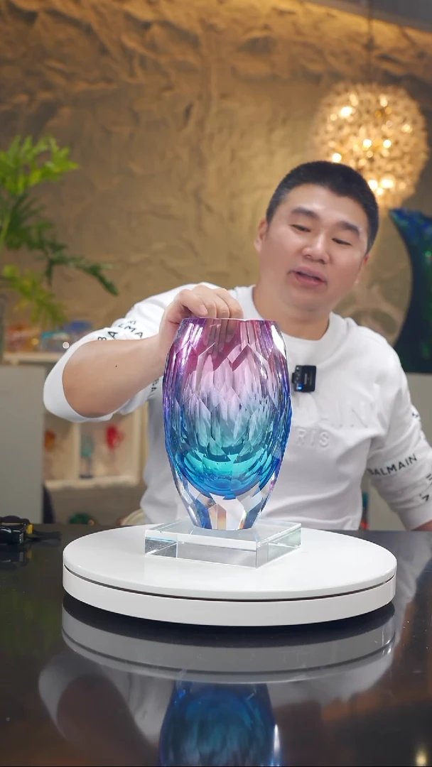摆件金红蓝切面花器97号