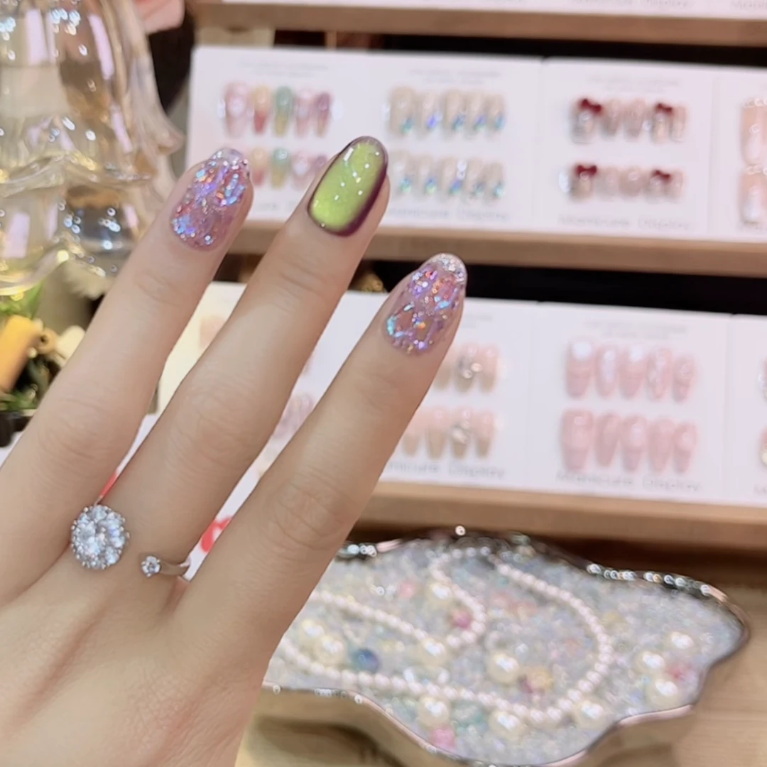 【葡萄紫冻】纯手工穿戴甲可拆卸甲片10片（无收纳盒）