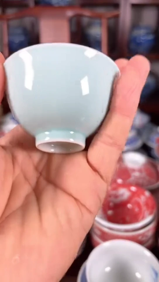 柴窑颜色釉天青色杯杯