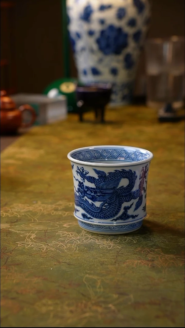 其他雲林匠造青花龙纹直口杯