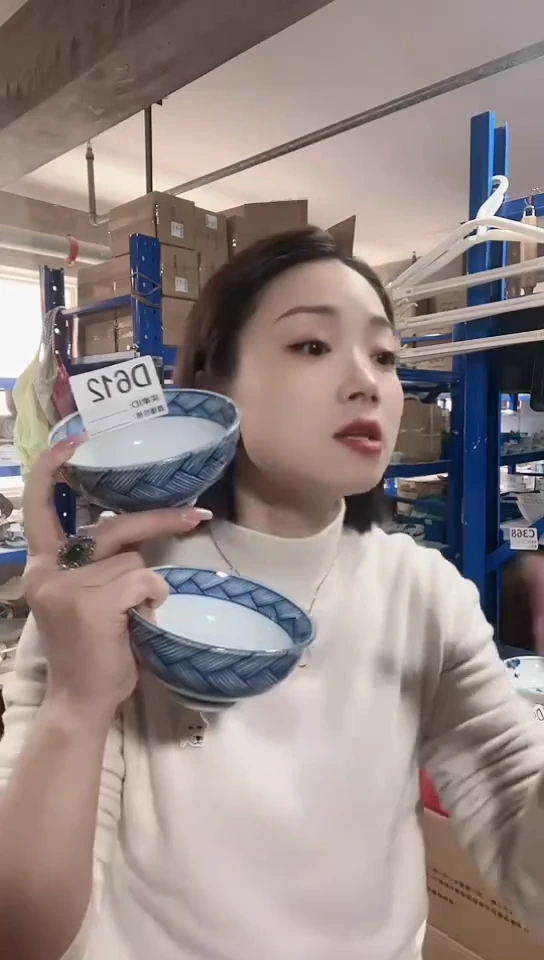 【闪购商品】瓷片日本进口瓷器11.5cm碗两只D612