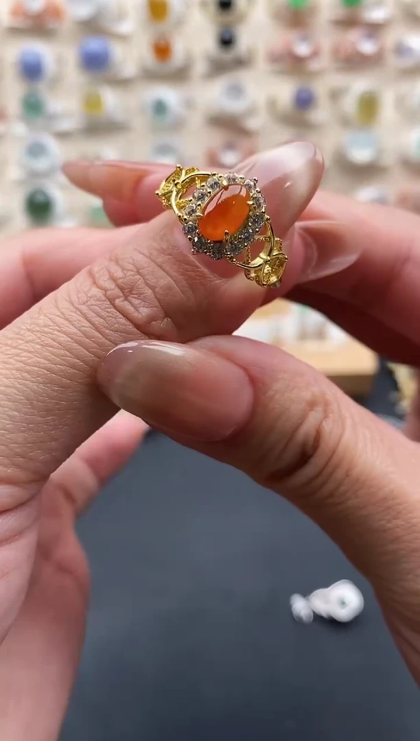 银S925镶嵌戒指翡翠缅甸天然A货翡翠2 2-