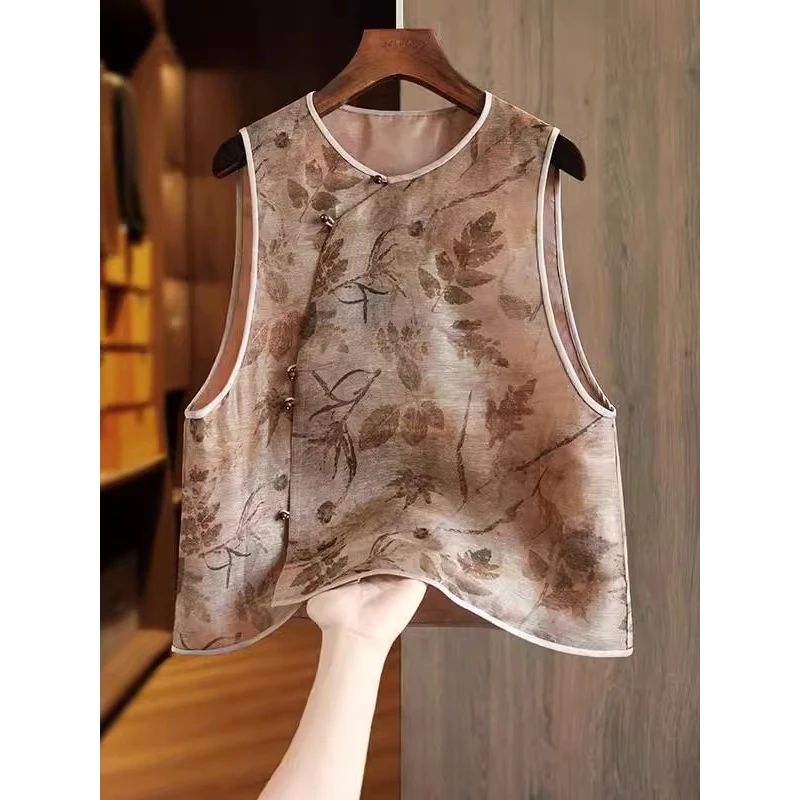 巨推荐，上身绝美！新中式国风印花马甲背心女夏季薄款时髦气质上衣