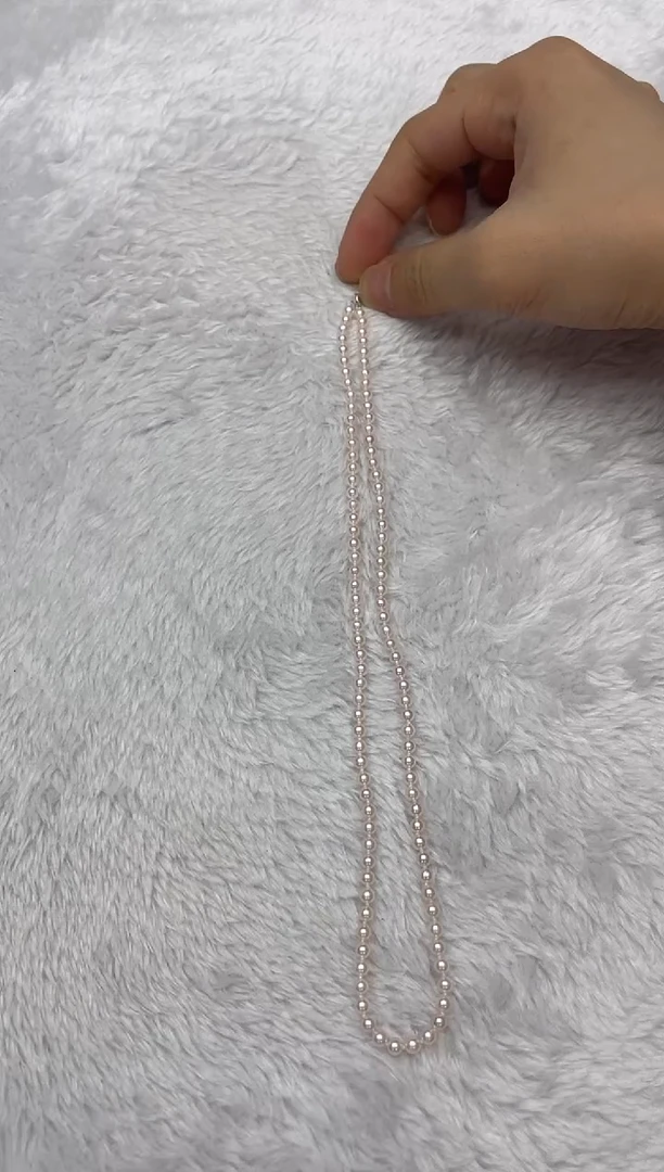 海水珍珠银S925镶嵌项链AK3.5-4mm